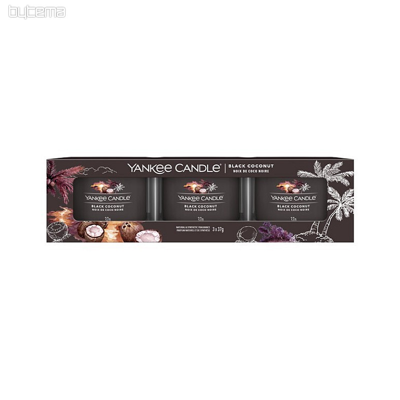 candela YANKEE CANDLE fragranza BLACK COCONUT SET da 3 pezzi