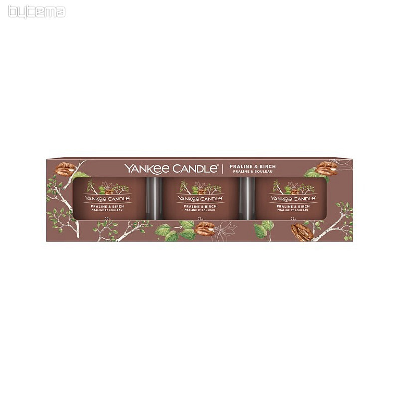 candela YANKEE CANDLE fragranza PRALINE E BETULLA SET 3 pezzi