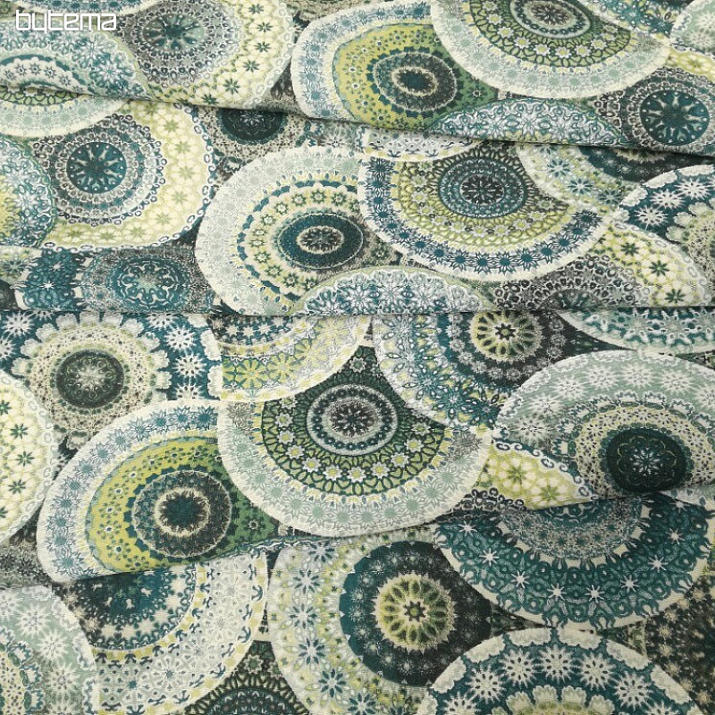 Tessuto decorativo MANDALA blu verde