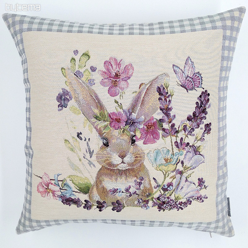 Fodera per cuscino Tapestry BUNNY IN A FRAME a quadri grigi
