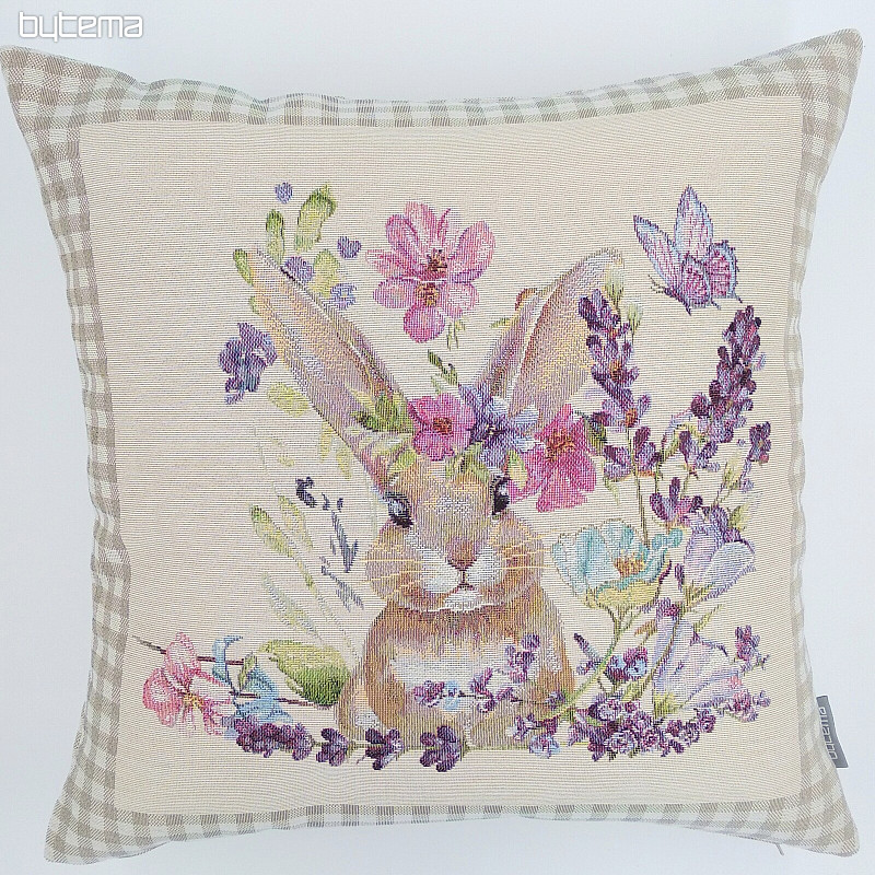 Fodera per cuscino Tapestry BUNNY IN A FRAME beige a quadri