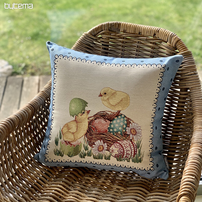 Fodera per cuscino gobelin PASQUA PULCINO struttura blu