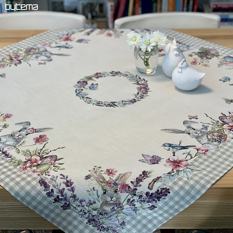 Tovaglia e sciarpa Tapestry PASQUA a quadri beige