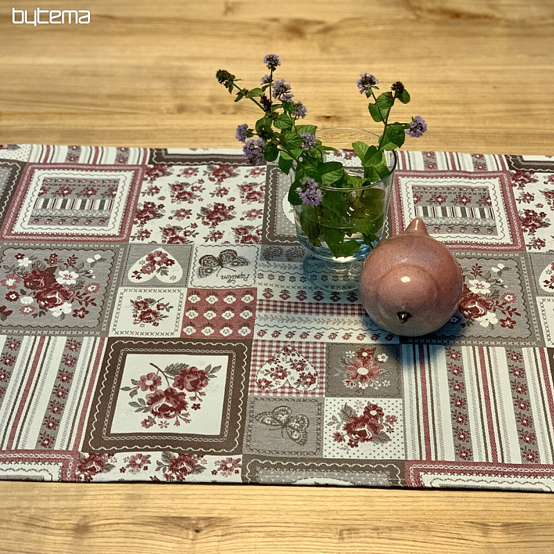 Tovaglia e scialle TOSCANA VALERY PATCHWORK bordeaux