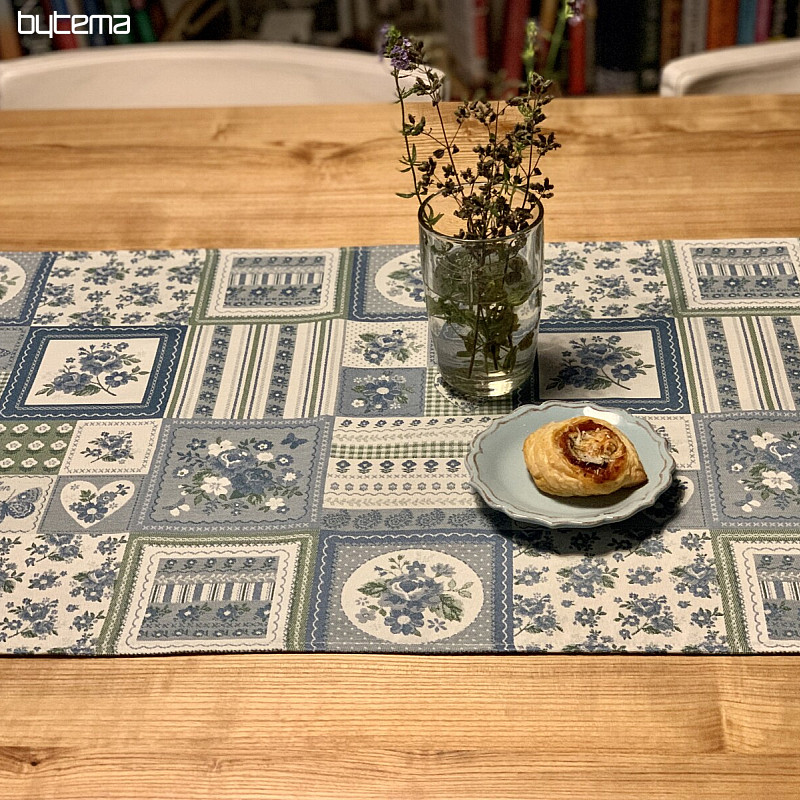 Tovaglia e scialle TOSCANA VALERIA PATCHWORK blu