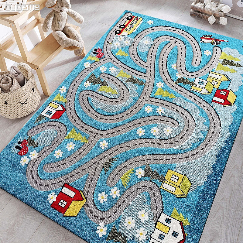 Tappeto per bambini Colore Kids 02 blu - VIAGGIO NEL BOSCO