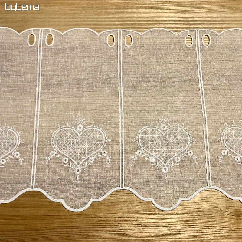 Lussuosa tenda ricamata GERSTER HEART 11807 crema