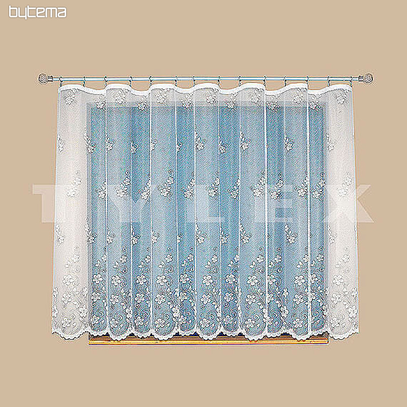 Tenda jacquard A3466 CLIPING FLOWERS bianco