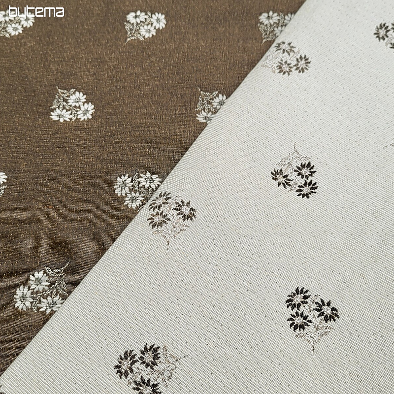 Tessuto decorativo FIORI ALPINI jacquard MARRONE