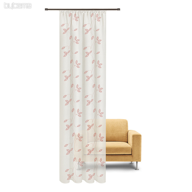 NATURA Tenda Gerster FOGLIE RICAMATE ROSA ANTICO