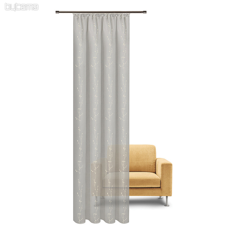 NATURA Tenda Gerster RICAMATA Ramoscelli ST. GRIGIO