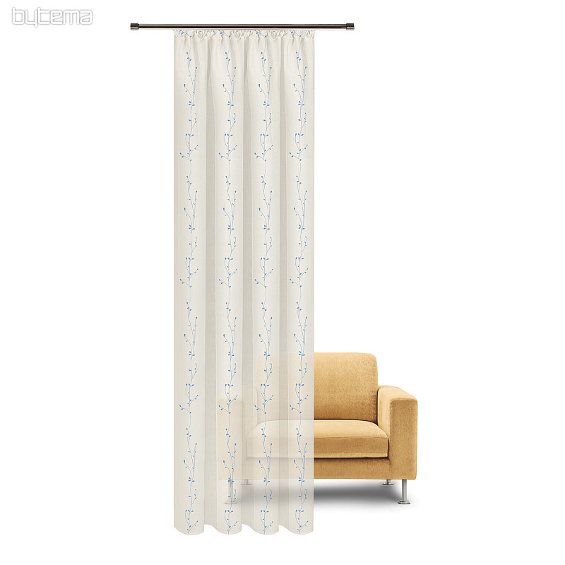NATURA Tenda Gerster RICAMATA Ramoscelli BLU