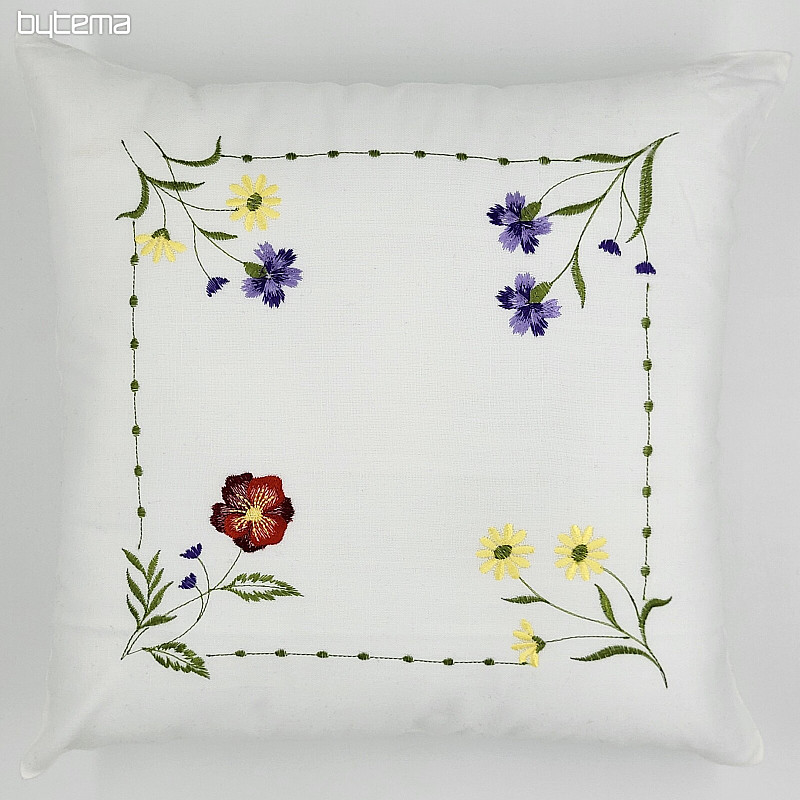 Fodera per cuscino ricamata FIORI IN UN QUADRATO