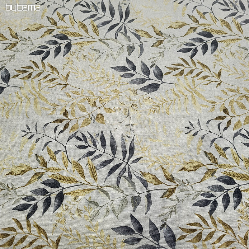 Tessuto decorativo MARACAIBO foglie grigio