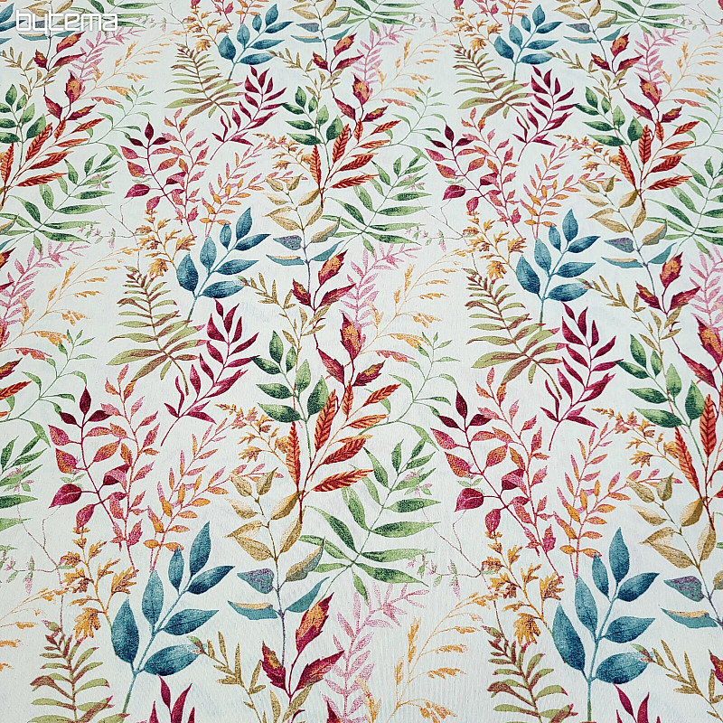 Tessuto decorativo MARACAIBO foglie colorate