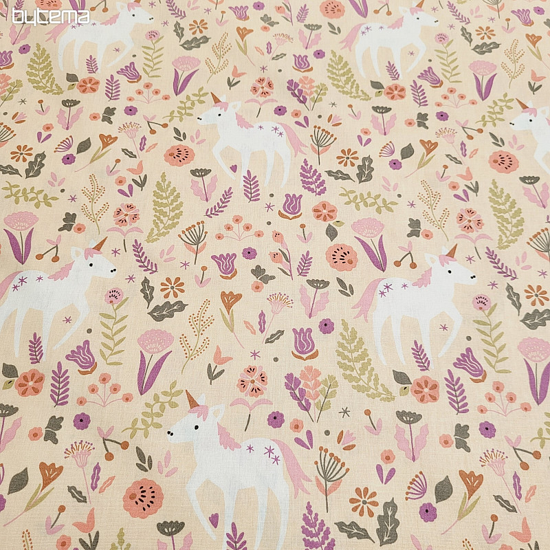 Tessuto di cotone UNICORN rosa