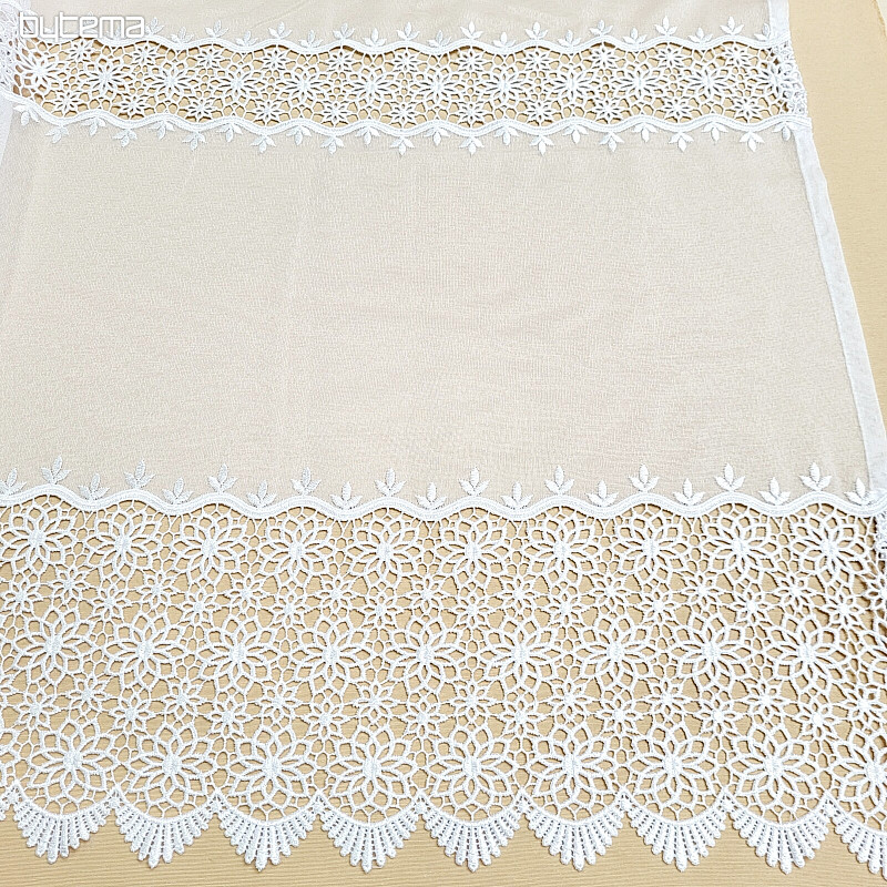 Tenda di lusso ricamata finita GERSTER 11509 fiori bianchi