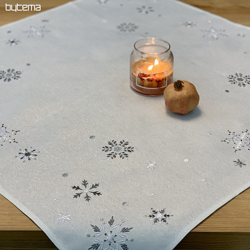 Tovaglia e sciarpa natalizia ricamata GRIGIO BIANCO FLAKE