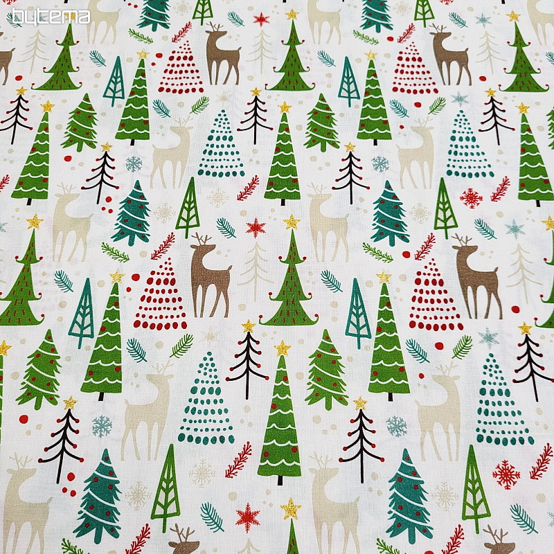 Tessuto di cotone FORESTA DI NATALE