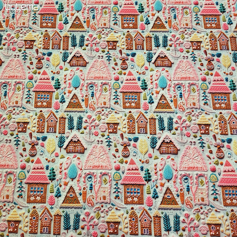 Tessuto di cotone COTTAGE DI PAN DI ZENZERO