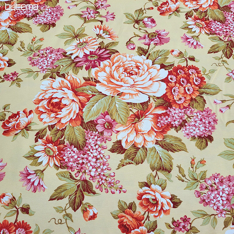 Tessuto decorativo DOMINA GIALLO GRANDE FIORE