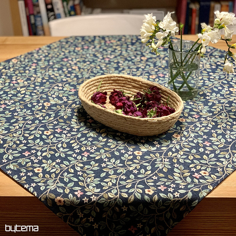 Tovaglia e sciarpa in arazzo ALBERO DELLA FELICITÀ all-over BLU