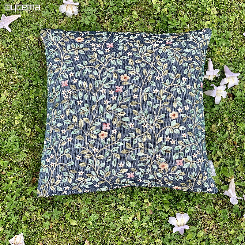 Federa per cuscino in arazzo ALBERO DELLA FELICITÀ all-over BLU