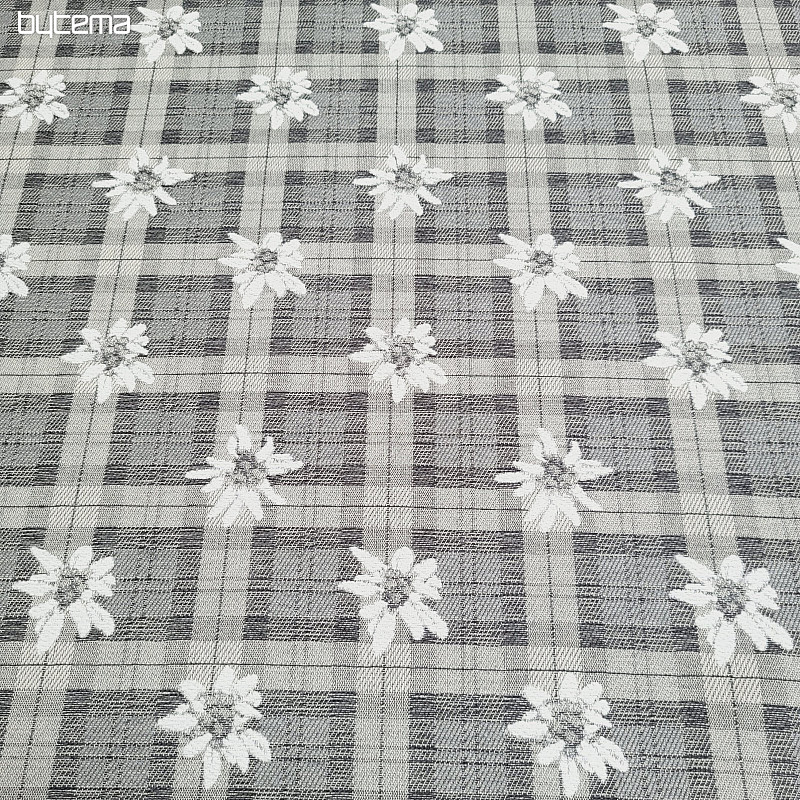 Tessuto decorativo lussuoso FIORI E QUADRETTI grigio