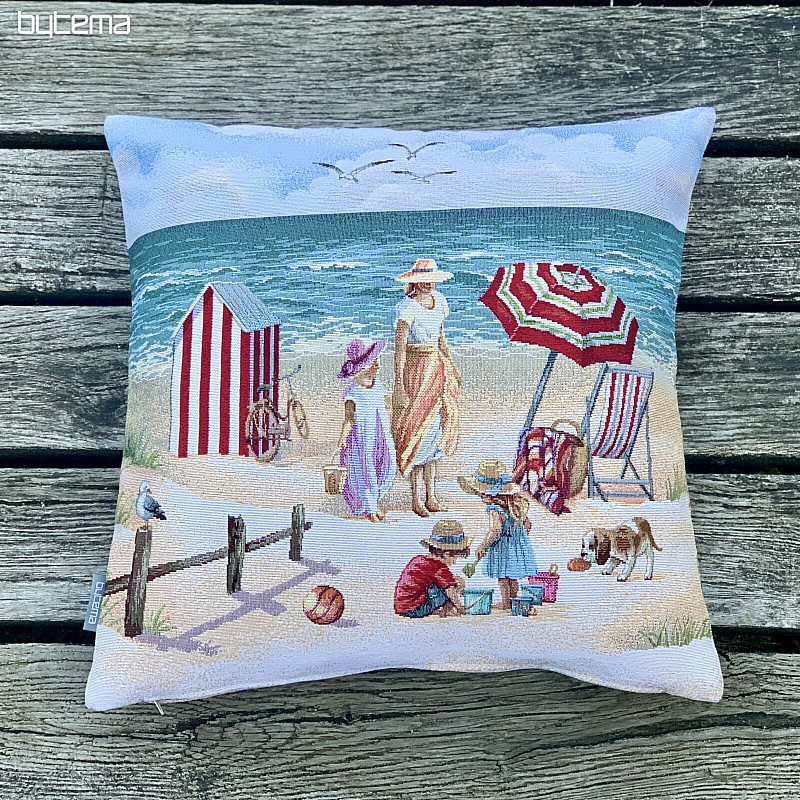 Federa per cuscino in arazzo BAMBINI SULLA SPIAGGIA
