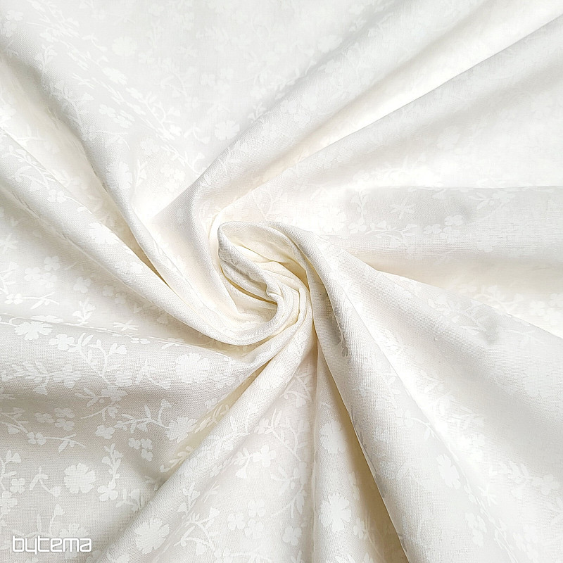 Tessuto decorativo in cotone MARGELIE fiore CREMA