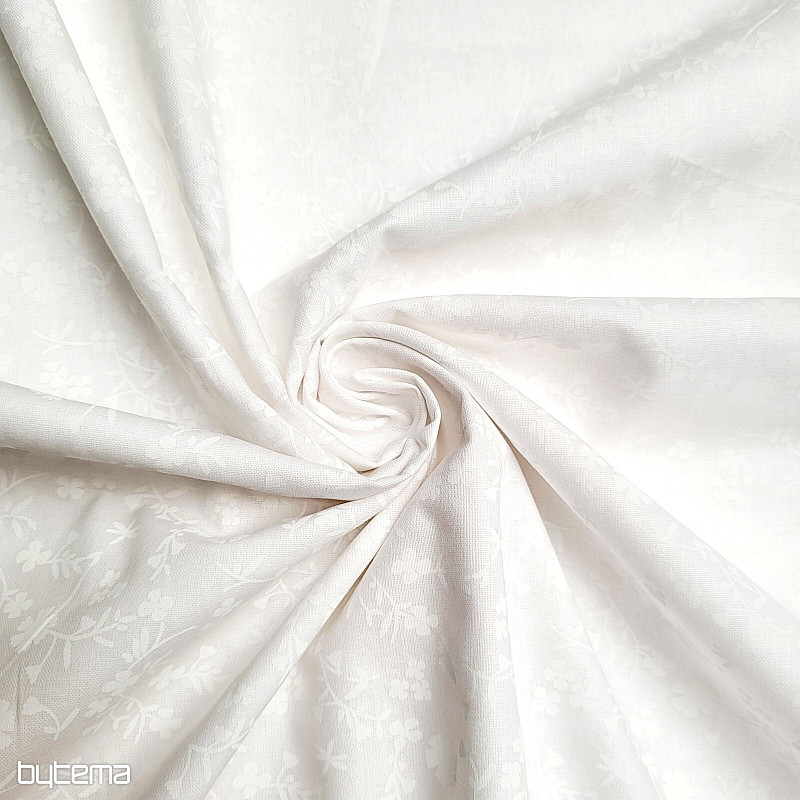 Tessuto decorativo in cotone MARGELIE fiore BIANCO