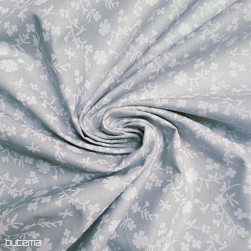 Tessuto decorativo in cotone MARGELIE fiore GRIGIO