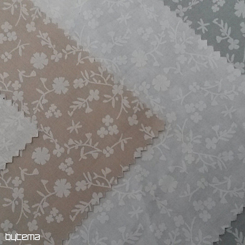 Tessuto decorativo in cotone MARGELIE fiore BEIGE
