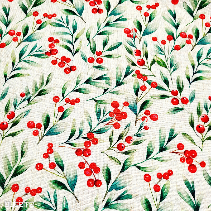 Tessuto decorativo BACCHE DI NATALE