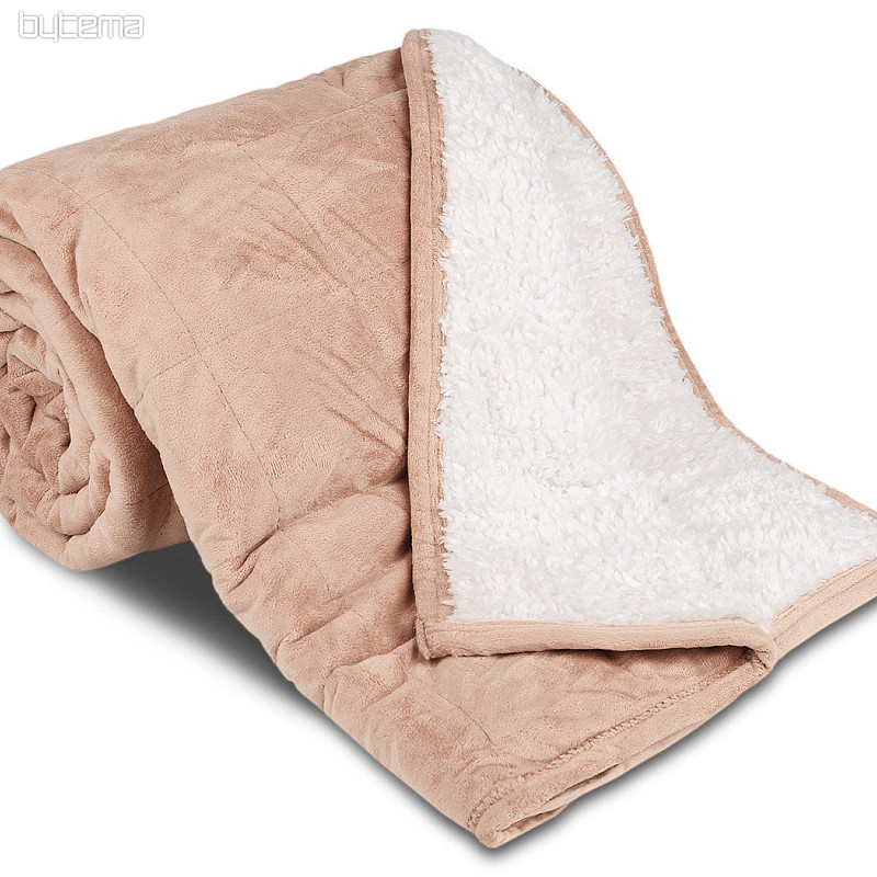 coperta in microfibra EXTRA MORBIDA PECORA trapuntata beige-grigio