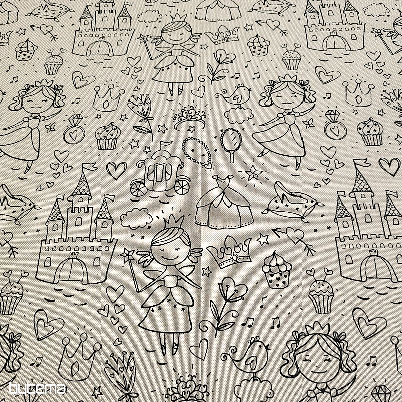 Tessuto dipinto PRINCESS su uno sfondo semplice