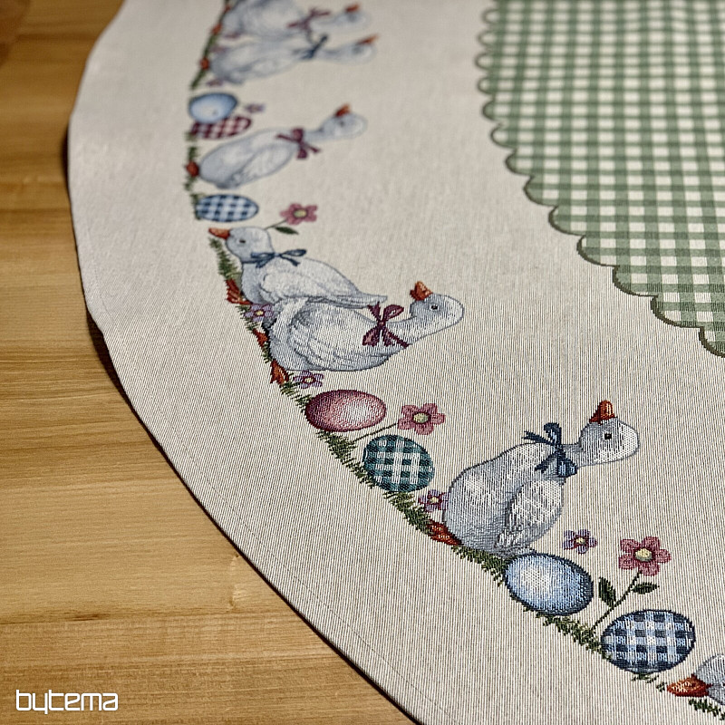 Tovaglia rotonda arazzo HUSSIČKY GREEN CHECK