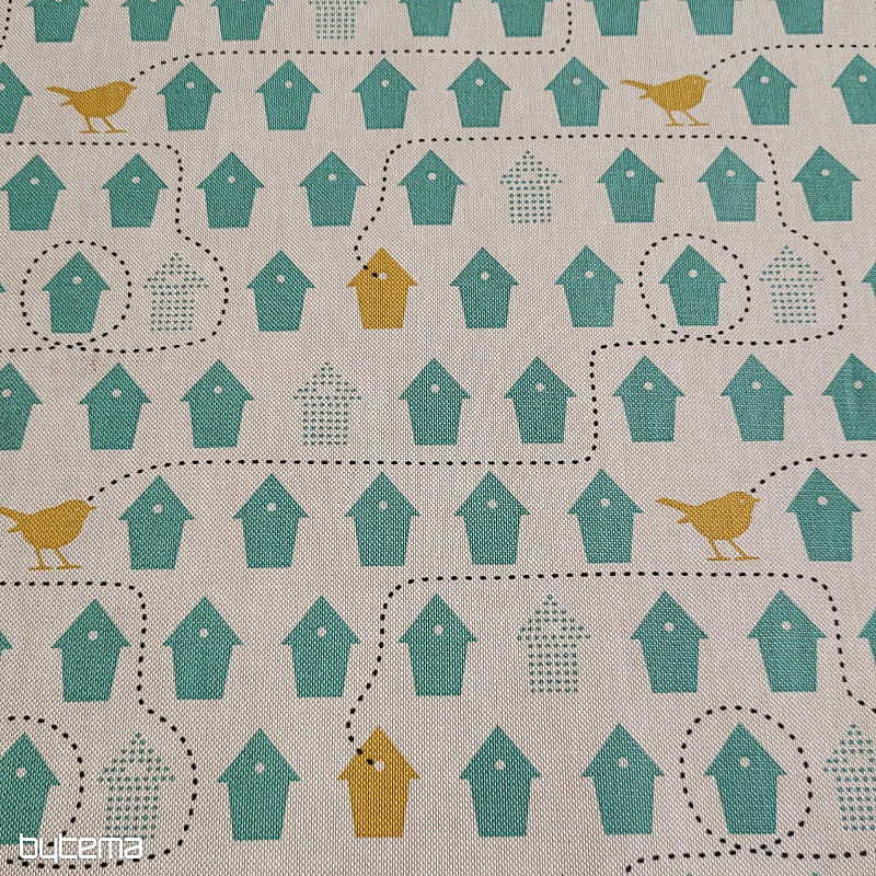 Tessuto di cotone CASETTE PER UCCELLI