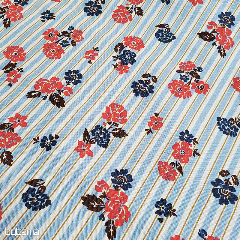 Tessuto di cotone RIMCHA A STRISCE BLU