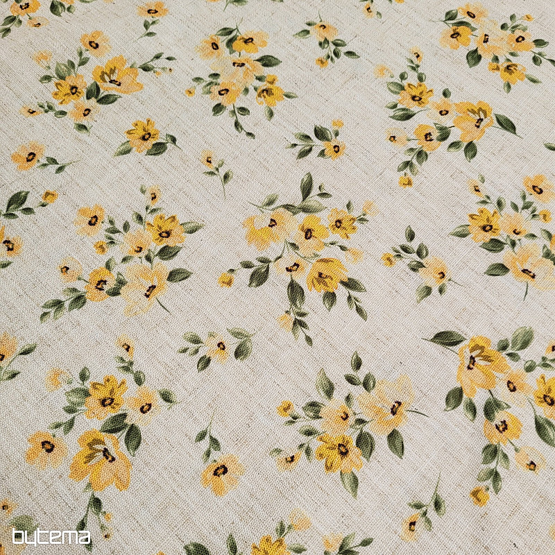 Tessuto decorativo FIORI LINO giallo