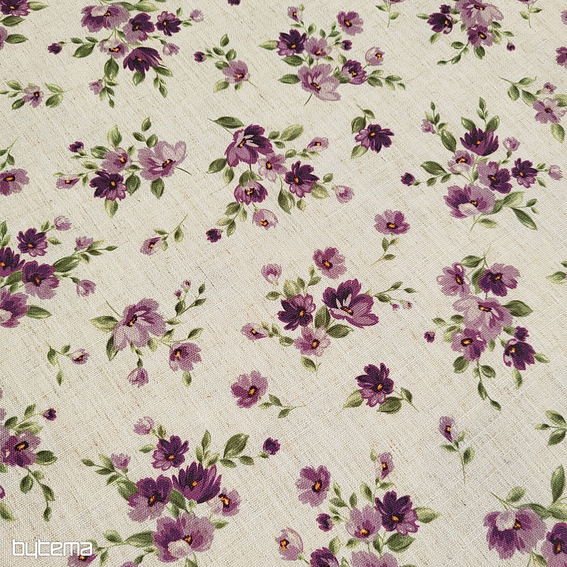 Tessuto decorativo FIORI LINO viola