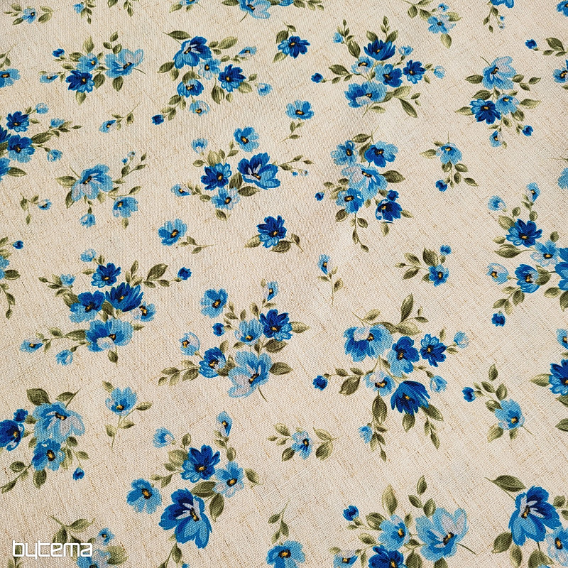Tessuto decorativo FIORI LINO blu