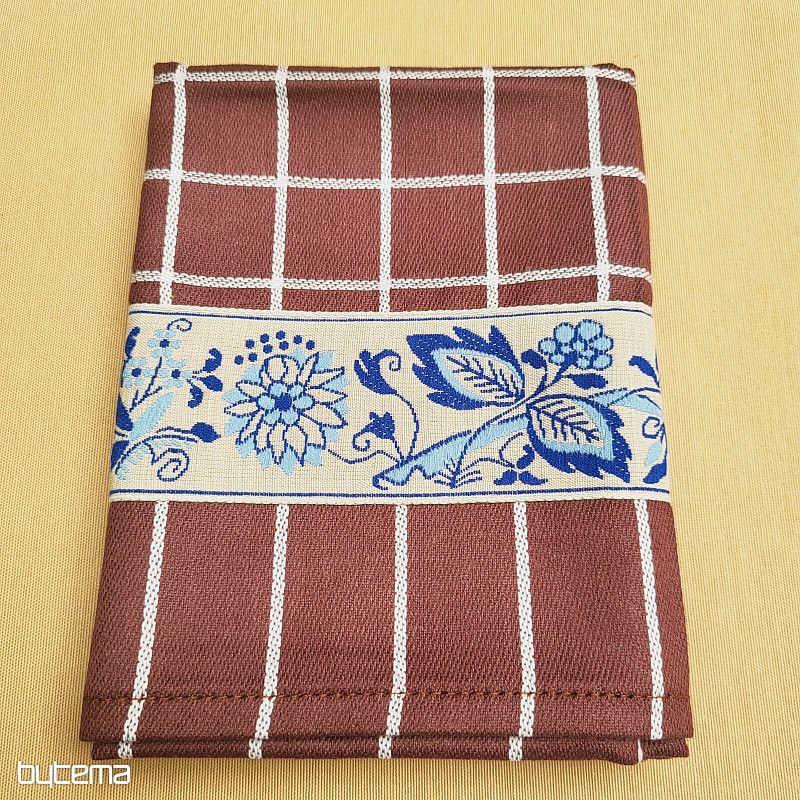 ASCIUGAMANI MARRONI DELLA NONNA CON FIORI BLU