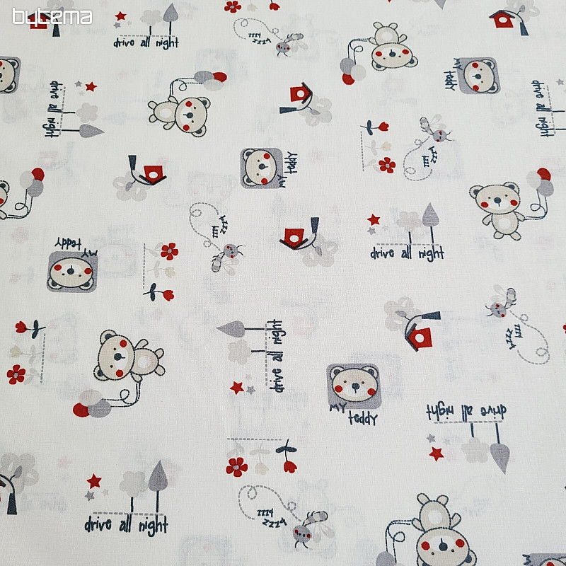 Tessuto per bambini ORSETTO rosso