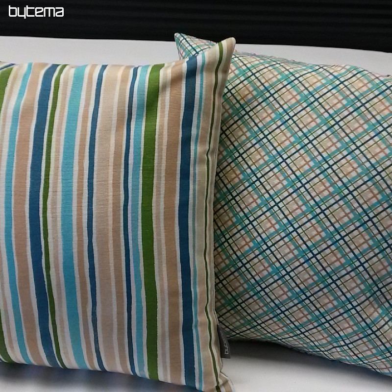 Fodera per cuscino decorativo EUGEN STRIP turchese-marrone