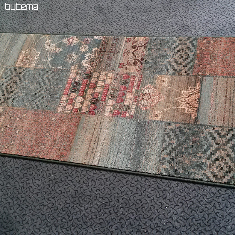 Lussuoso tappeto da corsa in lana ROYAL PATCHWORK verde