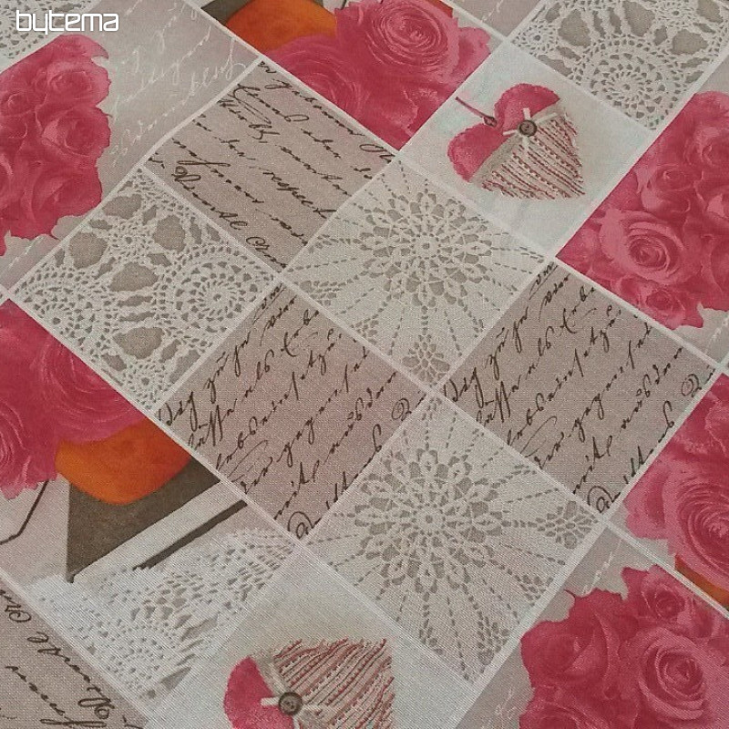 Tessuto decorativo Rose pizzo rosa