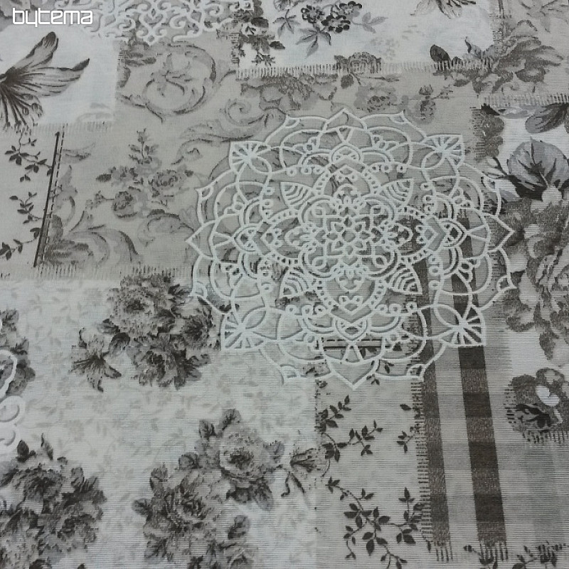 Tessuto decorativo Fiori CINTIA grigio