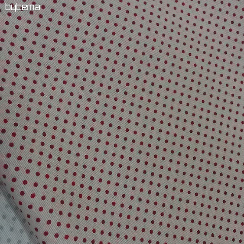 Tessuto decorativo ALBY crema pois rosso