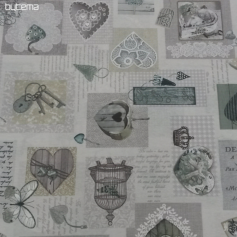 Tessuto decorativo HEART SHABBY verde